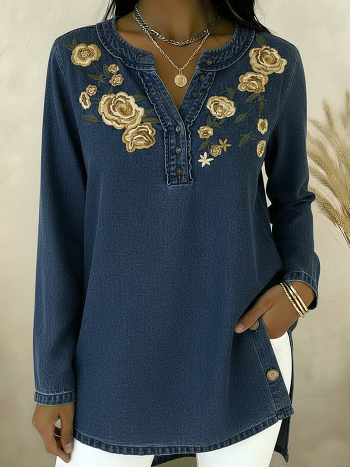 Seyla - Φλοράλ ντένιμ πουκάμισο