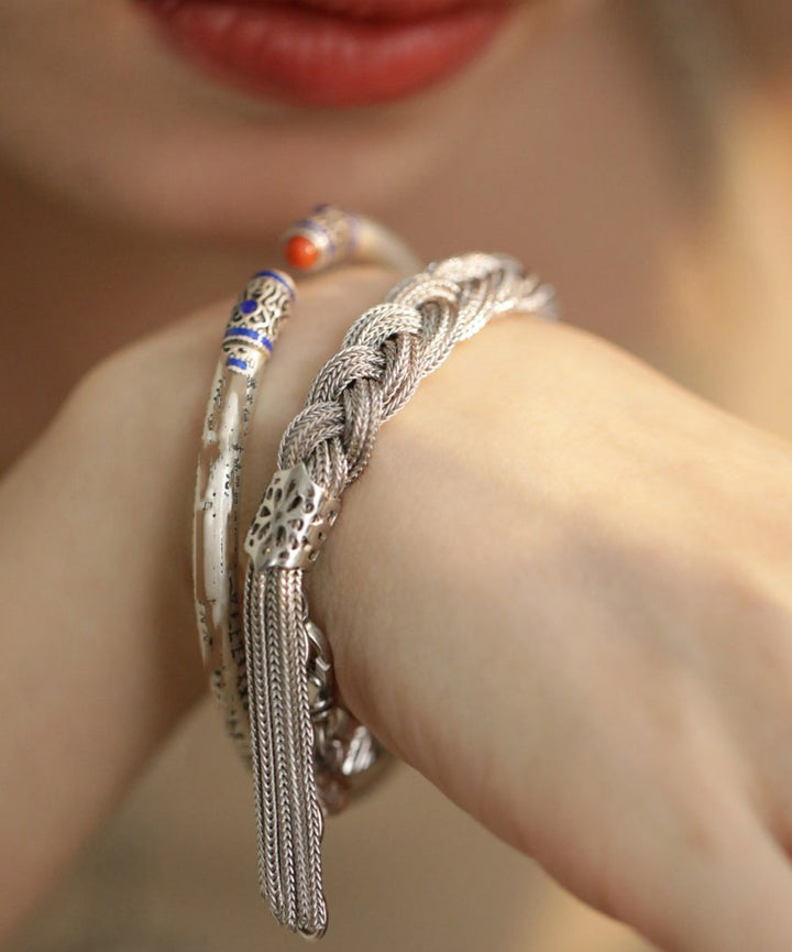 Riellea - Βραχιόλι μπροκάρ με πλεξούδα