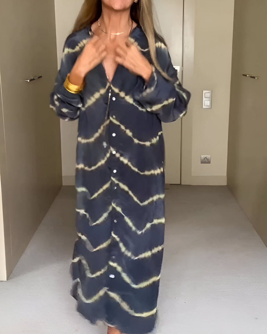 Aviyra - Boho μακρύ ριγέ φόρεμα με απαλή υφή