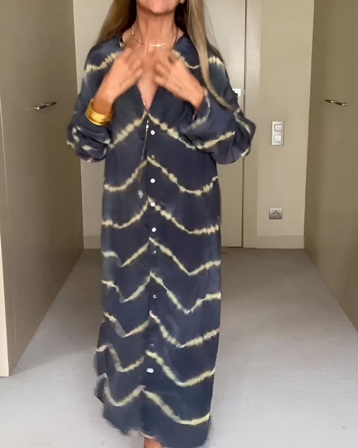 Aviyra - Boho μακρύ ριγέ φόρεμα με απαλή υφή