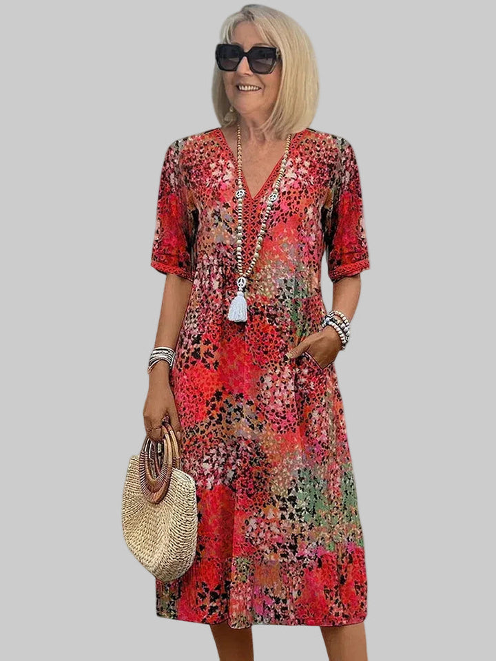 Marisse - Φλοράλ Μίντι Φόρεμα με Απαλή Υφή