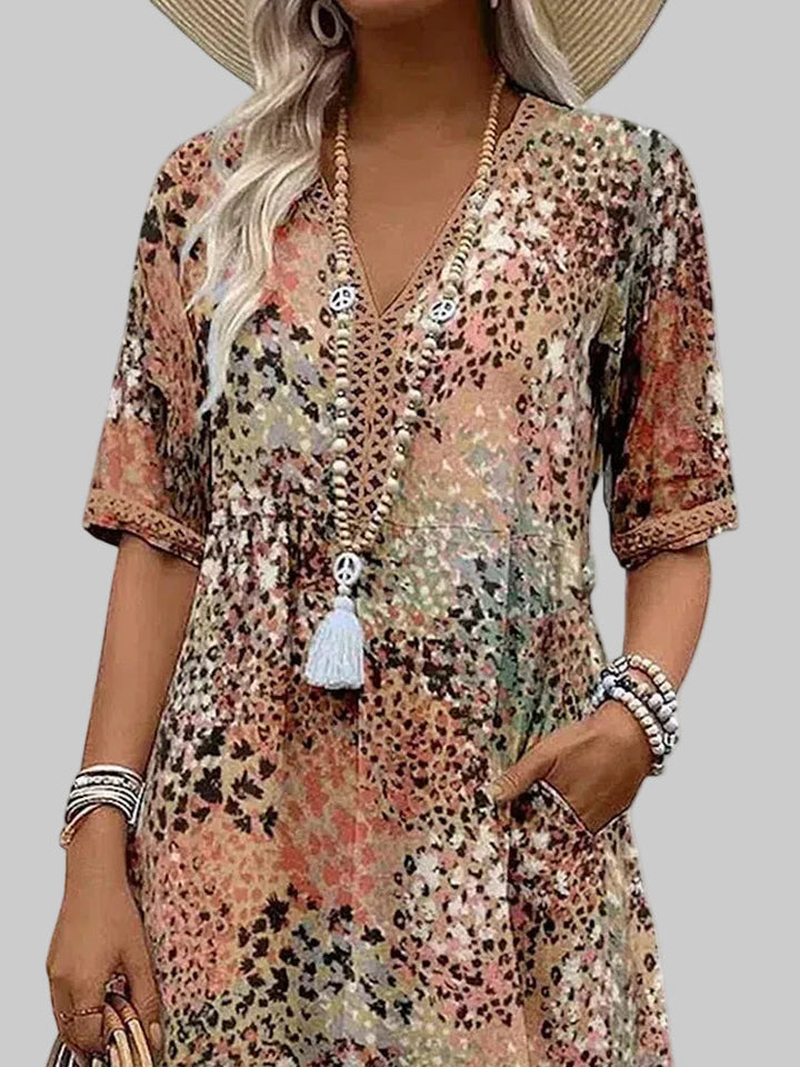 Marisse - Φλοράλ Μίντι Φόρεμα με Απαλή Υφή