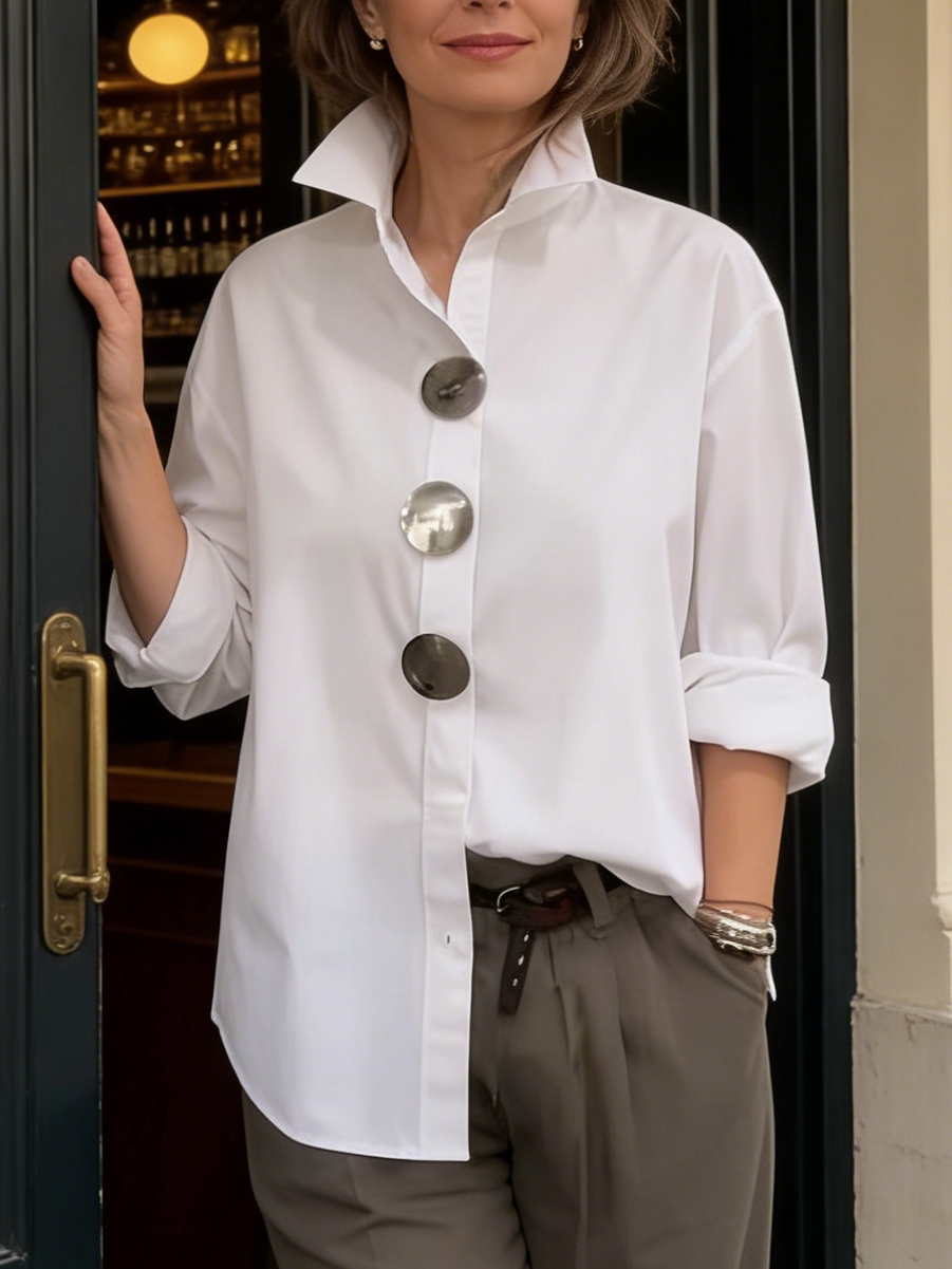 Marisen - Κομψή καθημερινή μπλούζα με κουμπιά