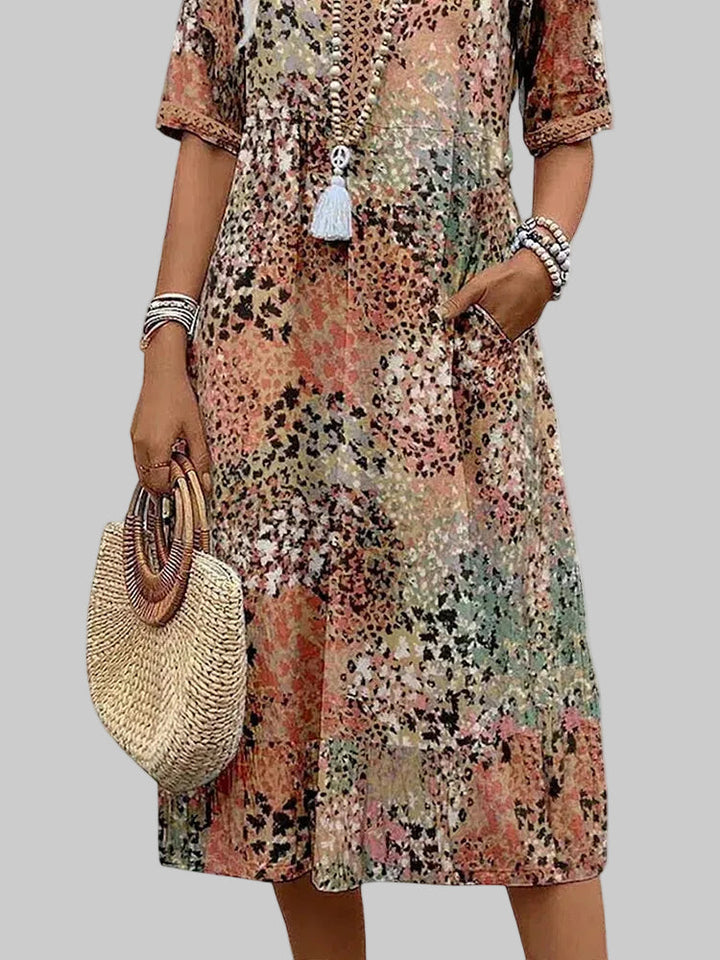 Marisse - Φλοράλ Μίντι Φόρεμα με Απαλή Υφή