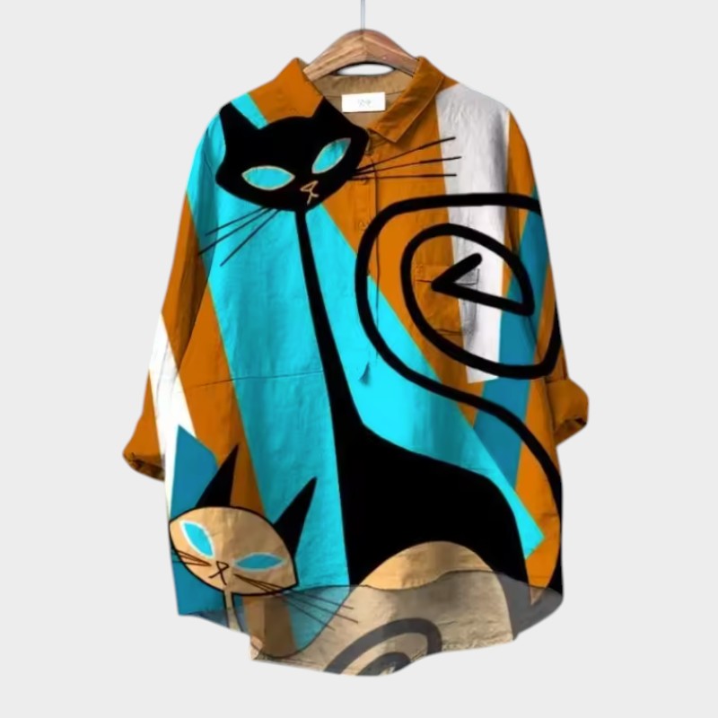 Ravea - Μπλούζα με μοτίβο γάτας και απαλή υφή