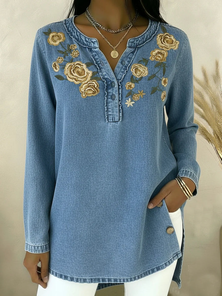 Seyla - Φλοράλ ντένιμ πουκάμισο