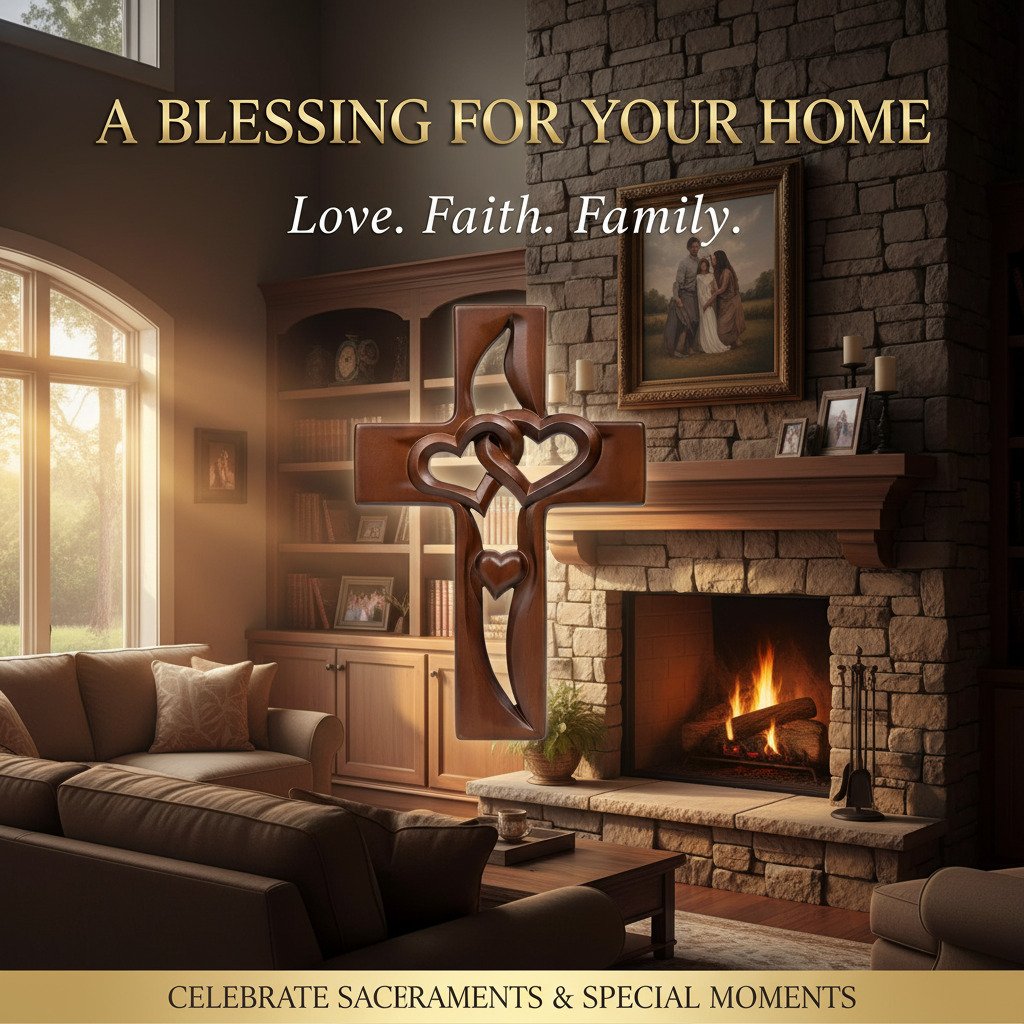 Orlinda - Διακόσμηση Τοίχου Σταυρός με Καρδιά