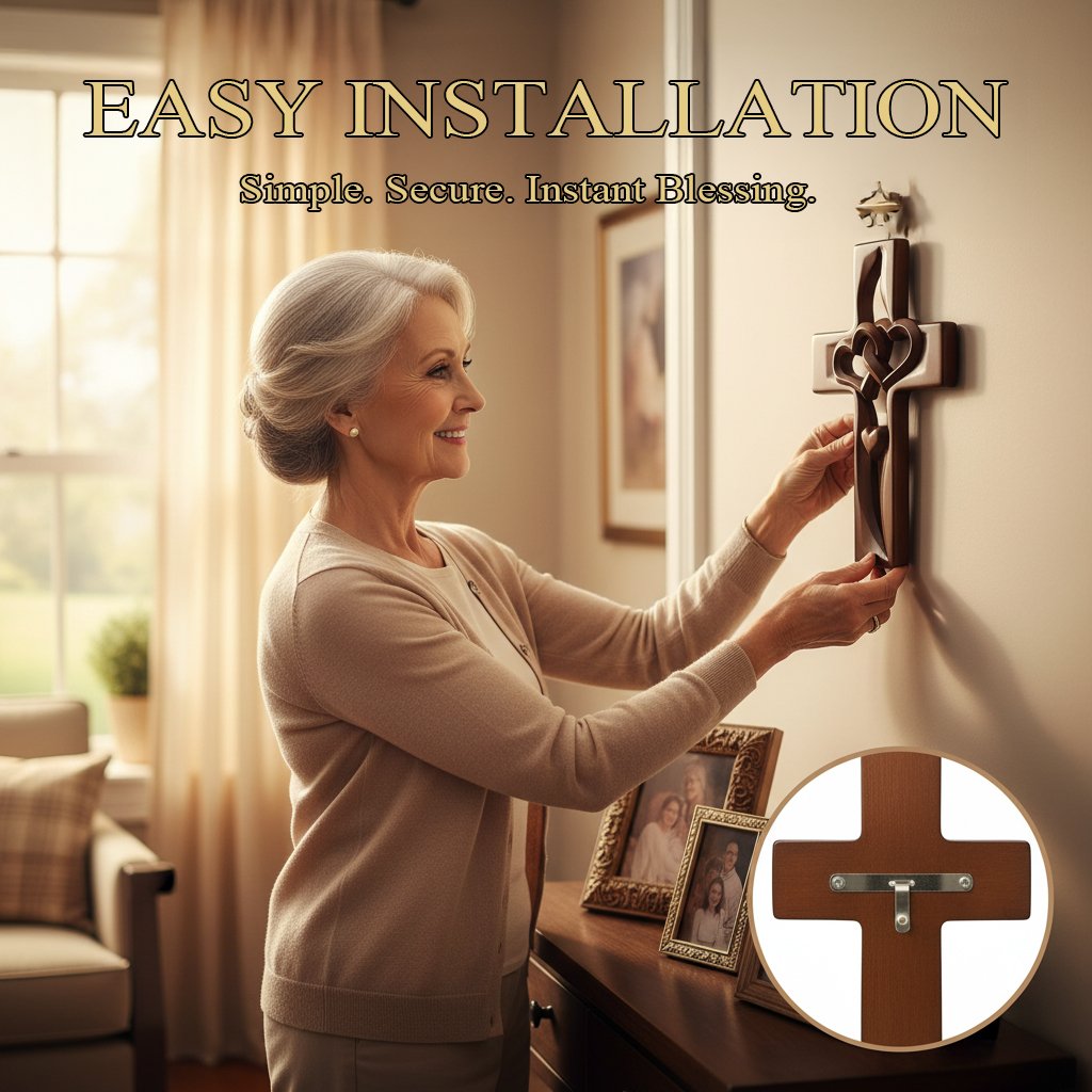 Orlinda - Διακόσμηση Τοίχου Σταυρός με Καρδιά