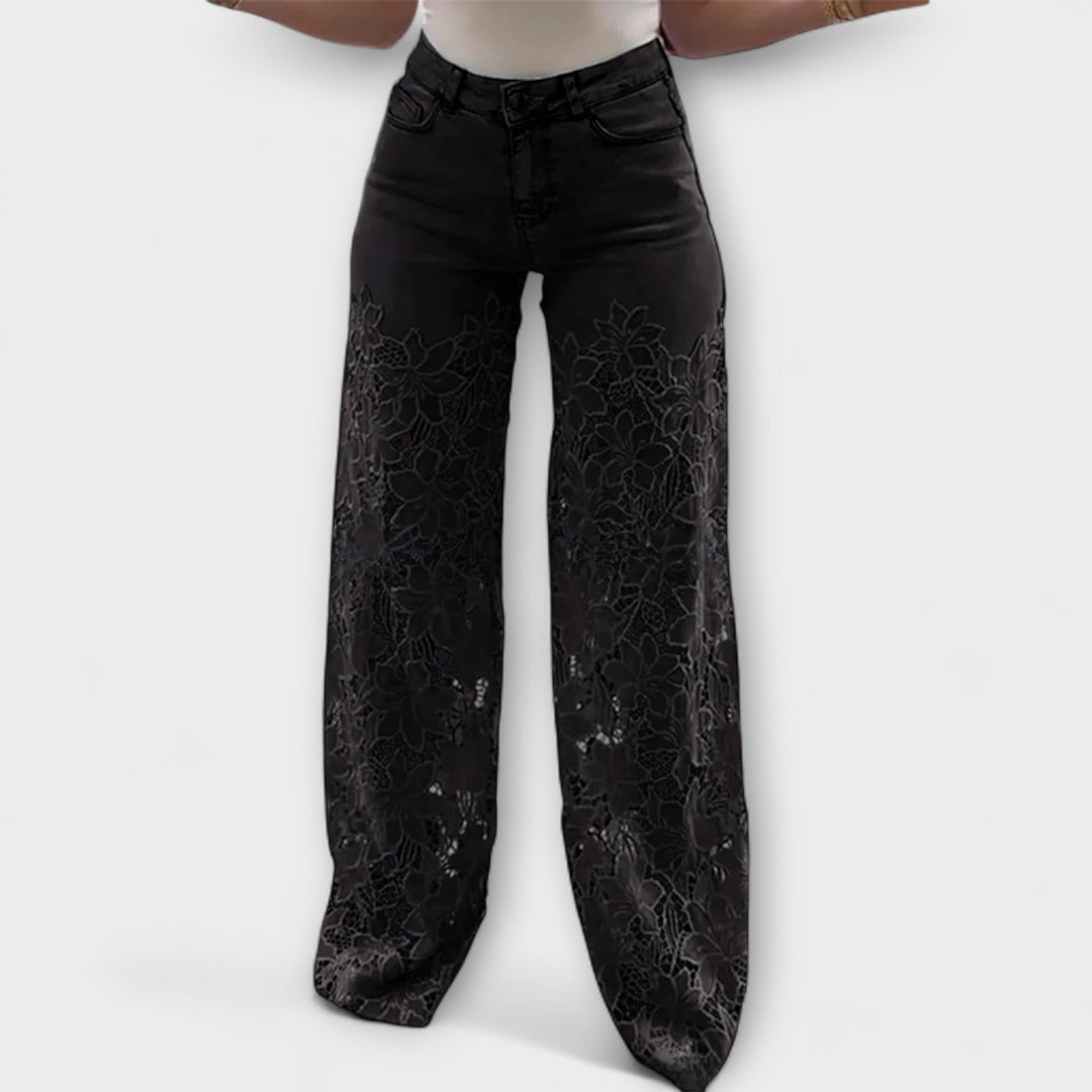 Elenai - Πολυτελές τζιν με Δαντέλα και Πάτσα