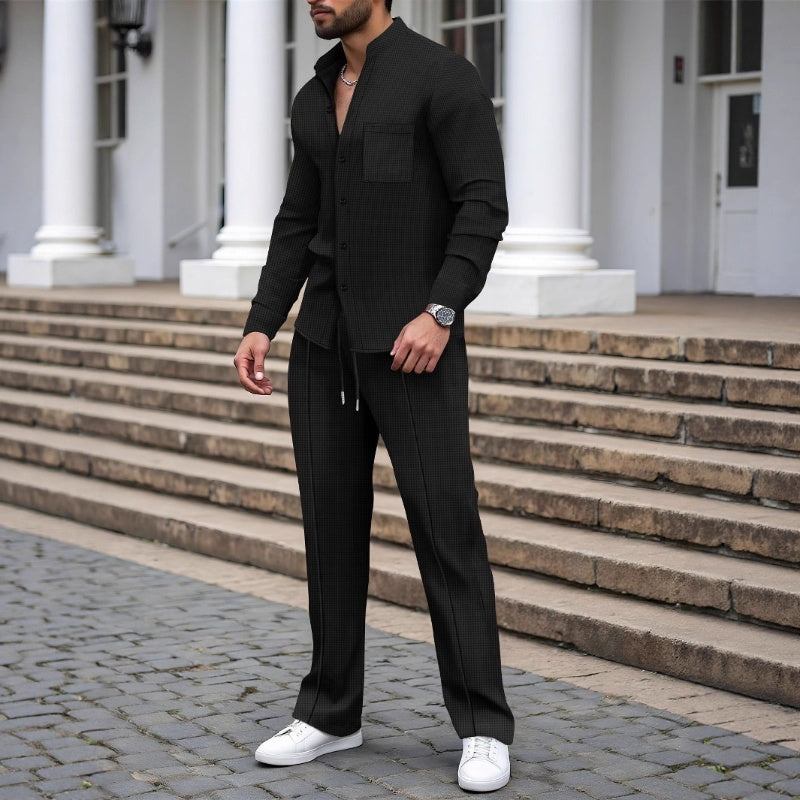 Blake - Σετ πουκαμίσα και παντελόνι με υφή waffle