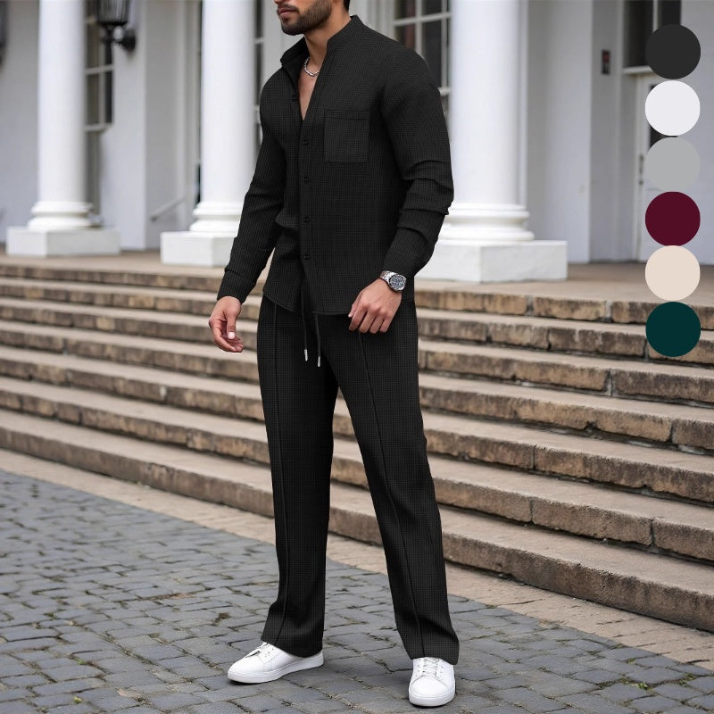 Blake - Σετ πουκαμίσα και παντελόνι με υφή waffle