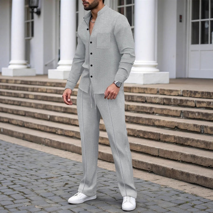 Blake - Σετ πουκαμίσα και παντελόνι με υφή waffle