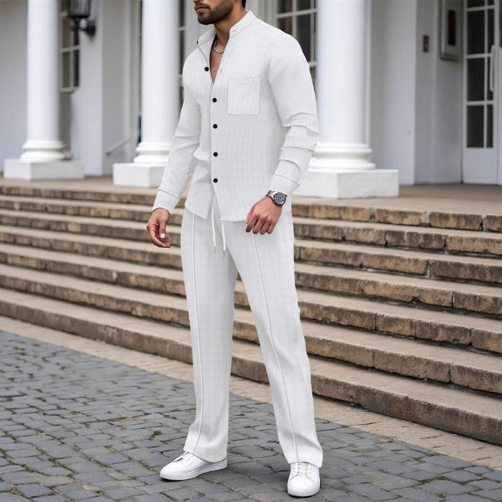 Blake - Σετ πουκαμίσα και παντελόνι με υφή waffle