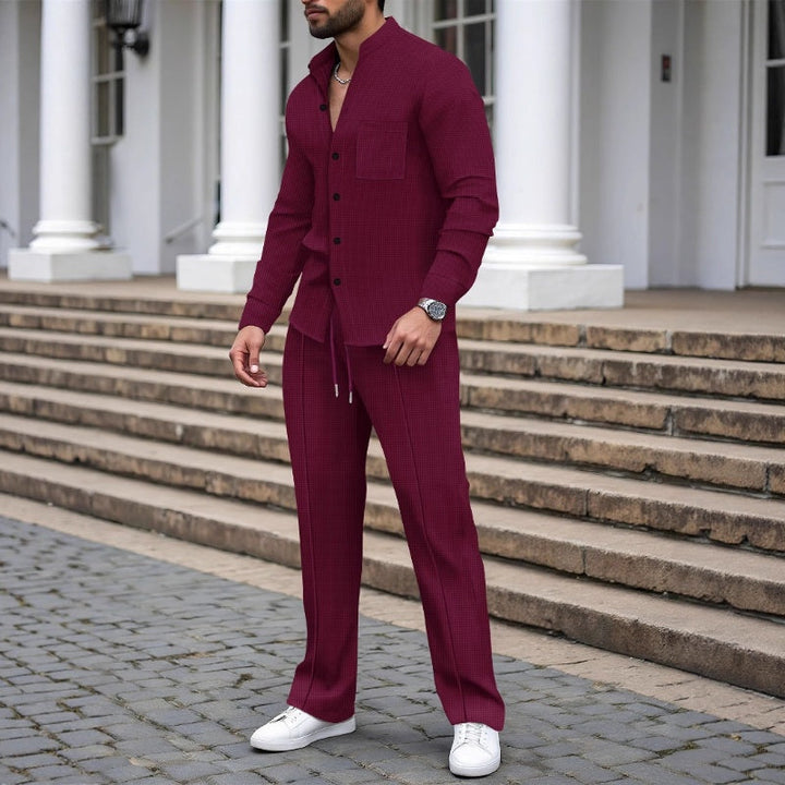 Blake - Σετ πουκαμίσα και παντελόνι με υφή waffle