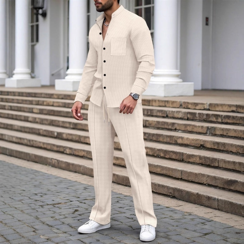 Blake - Σετ πουκαμίσα και παντελόνι με υφή waffle